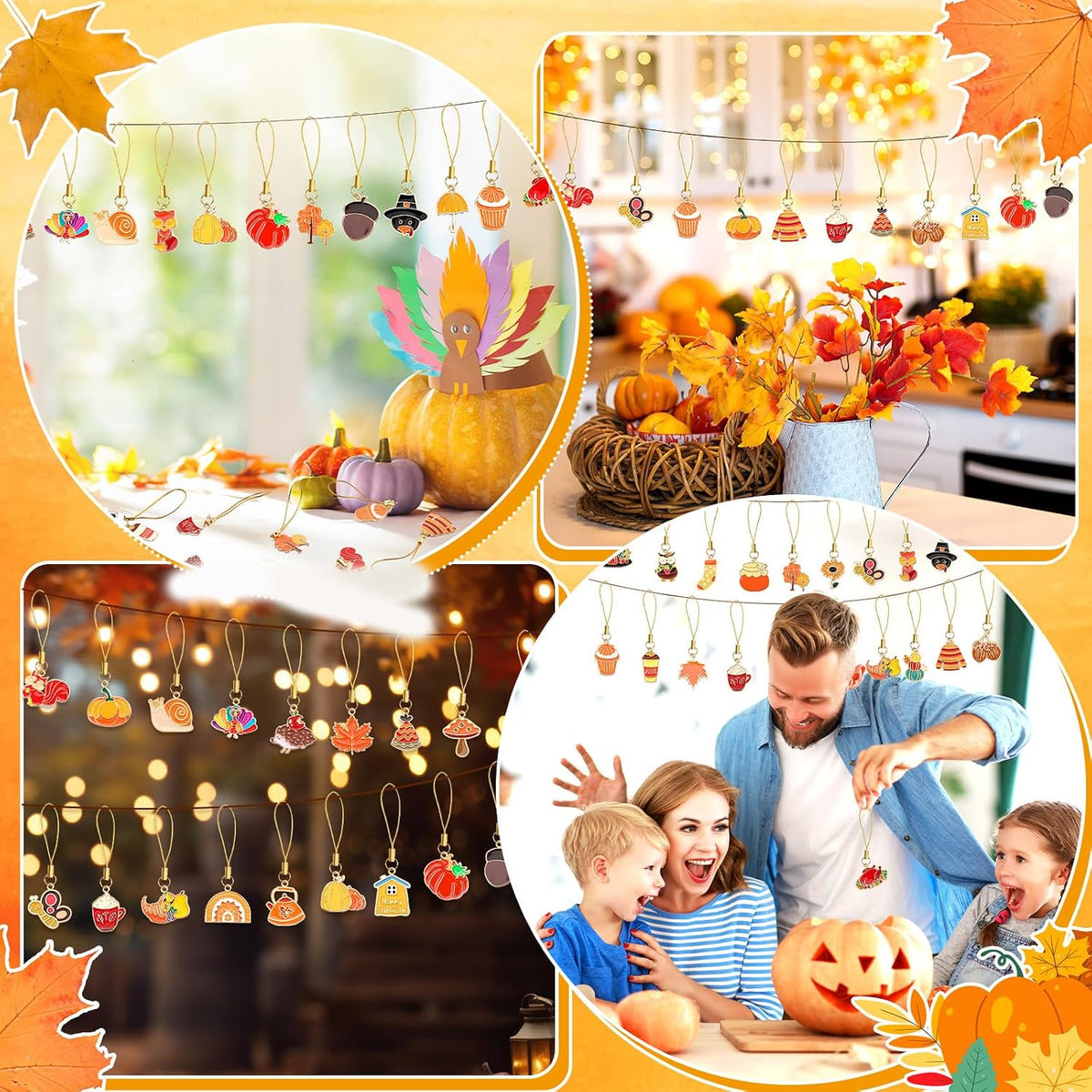 AUGSUN 36Pcs Fall Ornaments for Small Tree Mini Fall Tree Decorations