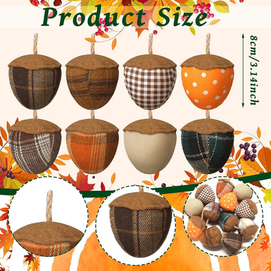 SmoothNovelty 12 Pcs Fall Felt Acorn Ornaments Thanksgiving Hanging Decor