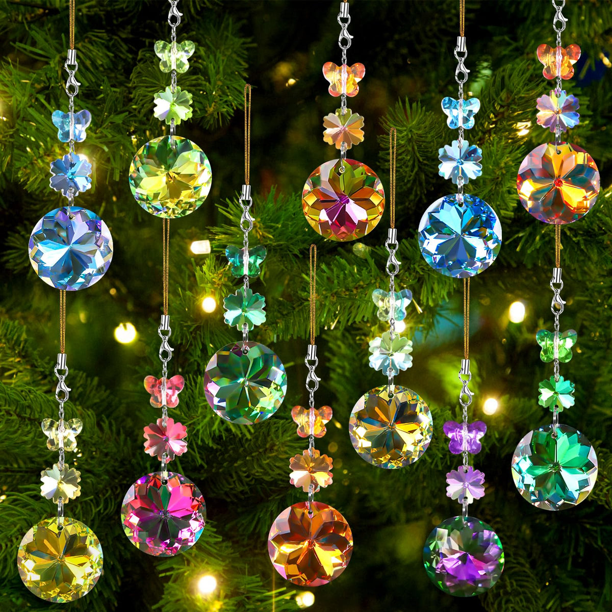 Crystal Ball Christmas Ornaments Iridescent Hanging Acrylic Decor for Tree