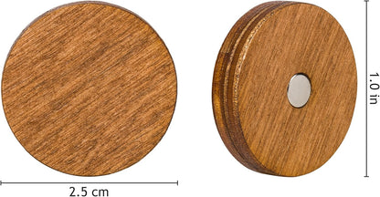 Wooden Fridge Magnets, Round, Brown Small Size, 12 pcs