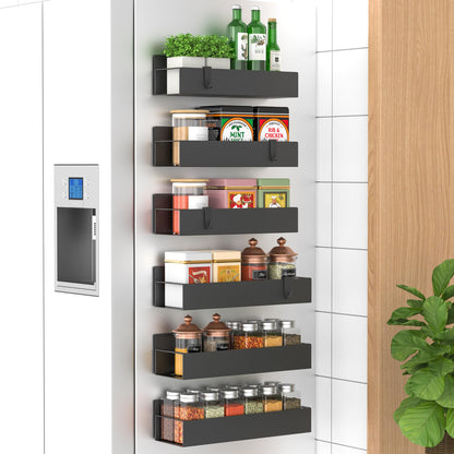 HuggieGems Metal Magnetic Spice Rack for Refrigerator Black, 4 Pack
