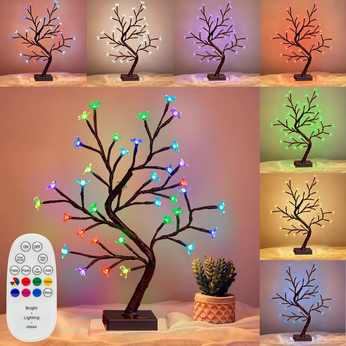 PEIDUO Artificial Tree for Christmas Decorations, 2FT Birch Tree with LED Lights, Warm White Fairy Lights Spirit Tree Lamp for Home Indoor Tabletop Centerpiece, Battery Powered, Timer
