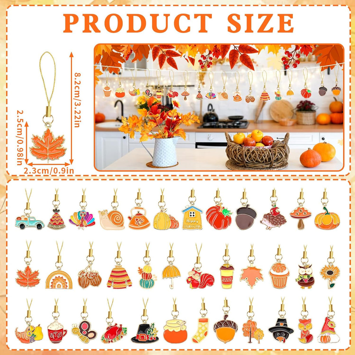 AUGSUN 36Pcs Fall Ornaments for Small Tree Mini Fall Tree Decorations