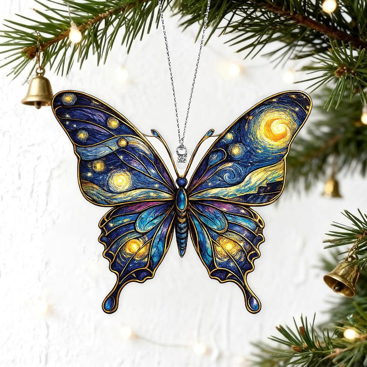 Butterfly Starry Night Christmas Ornaments 2026, Butterflies Suncatcher Ornament for Window Tree Decor, Christmas Decorations, Butterfly Gifts for Women, Unique Holiday Fantasy Gifts