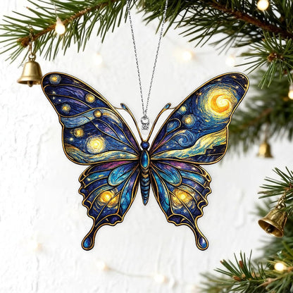 Butterfly Starry Night Christmas Ornaments 2026, Butterflies Suncatcher Ornament for Window Tree Decor, Christmas Decorations, Butterfly Gifts for Women, Unique Holiday Fantasy Gifts