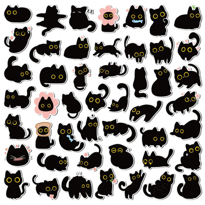 MALLMALL6 24Pcs Cute Black Cat Fridge Magnets, Novelty Gift for Cat Lover, Spring Refrigerator Magnetic Sticker Decor Accessories with Flower Bread Fish for Home Kitchen Office Locker Mailbox Door