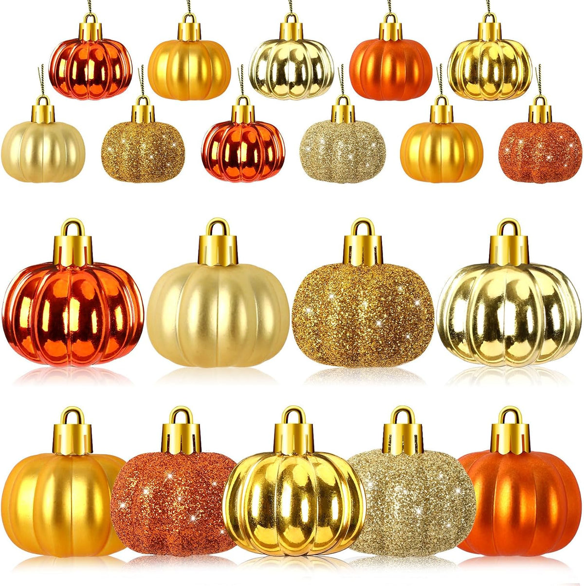 JULMELON 24 Pcs Fall Pumpkin Tree Ornaments 3D Cute Hanging Decorations