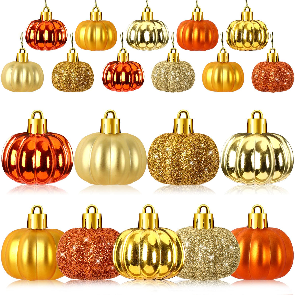 JULMELON 24 Pcs Fall Pumpkin Tree Ornaments 3D Cute Hanging Decorations