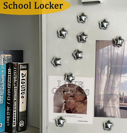 Fridge Magnets,15Pcs Silver Star Magnets Refrigerator Decorative