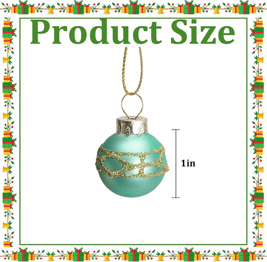 24 Pcs Christmas Mini Glass Ball Ornaments, Mini Glitter Xmas Hanging Balls
