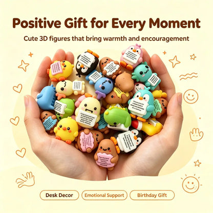 24/36-Piece Set of Random Mini Positive Figurines, Inspirational Emotional Support Gifts, Aesthetic Desk Decor and Stocking Stuffers for Halloween, Thanksgiving and Christmas, Great for Family, Friends and Colleagues