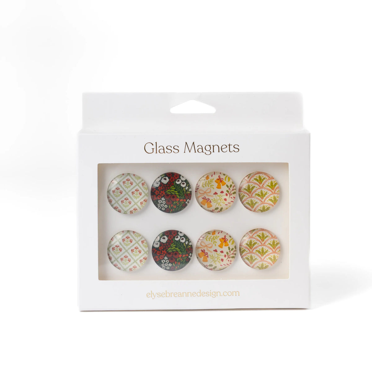 Elyse Breanne Design Round Shape Flower Fridge Magnets Set, 8-Piece Magnetic Item with 4 Patterns, Refrigerator Decorating Magnets for Home Kitchen Room Decor