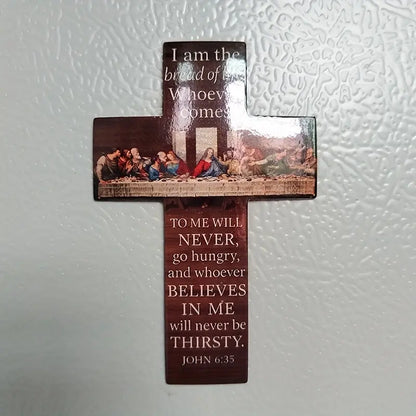Cross Refrigerator Magnet, Christian Refrigerator Magnet, Bible Verse Art Faith Magnetic Refrigerator Magnet, Christian Cross, Suitable for Christian Kitchen Decoration for Christmas, Easter, Ramadan, 2D Flat