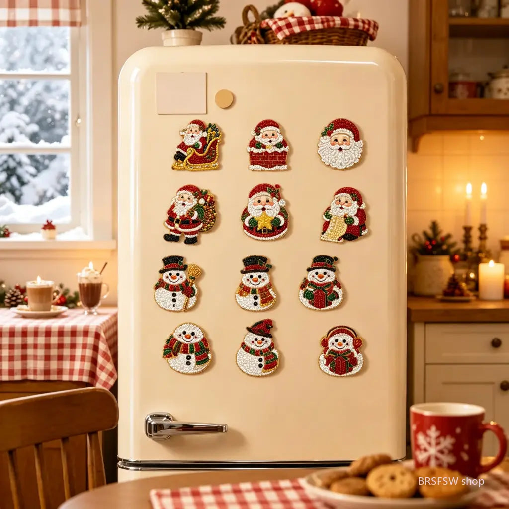 Christmas Fridge Magnet, 2.76 x 2.76 Inch Festive Xmas Refrigerator Magnet with Holiday Design, Decorative Kitchen Fridge Accessory for Christmas Home Decor, Holiday Parties, Seasonal Displays and Gifting