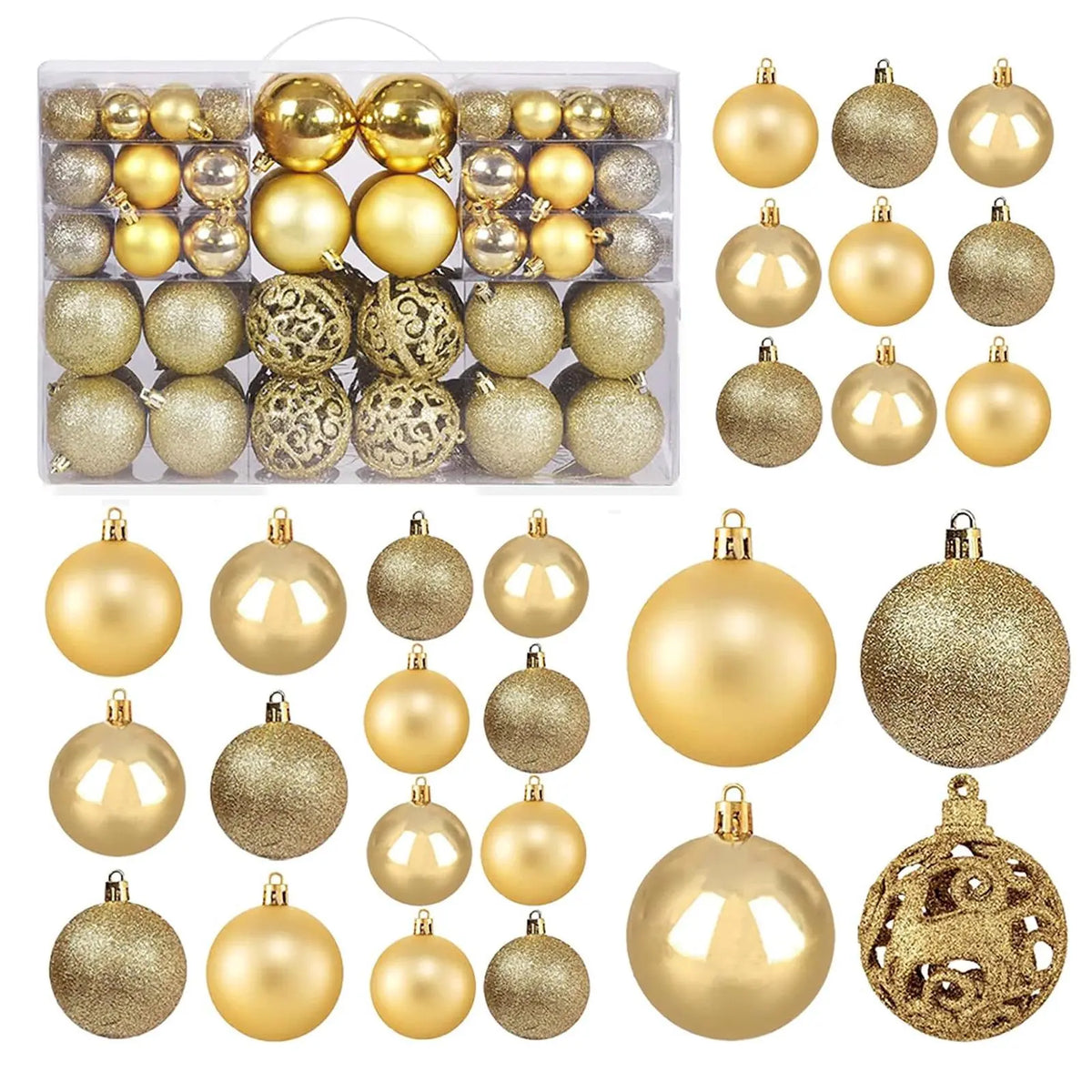 100-Piece Shatterproof Christmas Ball Ornaments  - Champagne & White Hanging Tree Decor, Holiday Indoor Home Party Supplies, Black Friday Deal: Christmas/New Year Gift