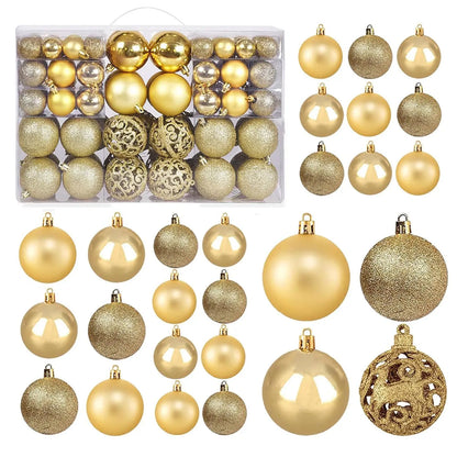 100-Piece Shatterproof Christmas Ball Ornaments  - Champagne & White Hanging Tree Decor, Holiday Indoor Home Party Supplies, Black Friday Deal: Christmas/New Year Gift