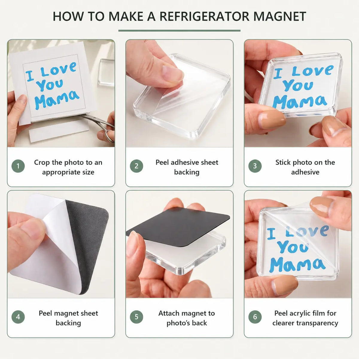 Magnetic Photo Frames 2"x2" Clear Acrylic DIY Fridge Magnets with Adhesive Backing ,Halloween Decorations,Square Magnets for Crafts, Kitchen, Classroom, Party,Office Decoration