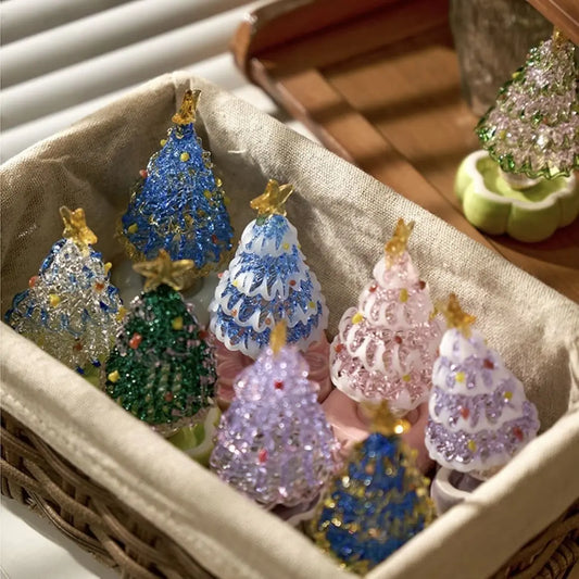 Glass Christmas tree ornament, handcrafted glass art, 3.35 inches tall, cute Christmas gift.