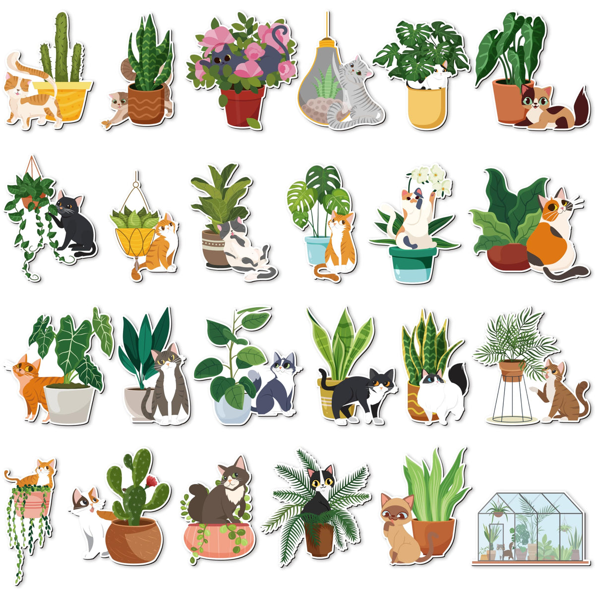 MALLMALL6 24Pcs Cute Black Cat Fridge Magnets, Novelty Gift for Cat Lover, Spring Refrigerator Magnetic Sticker Decor Accessories with Flower Bread Fish for Home Kitchen Office Locker Mailbox Door