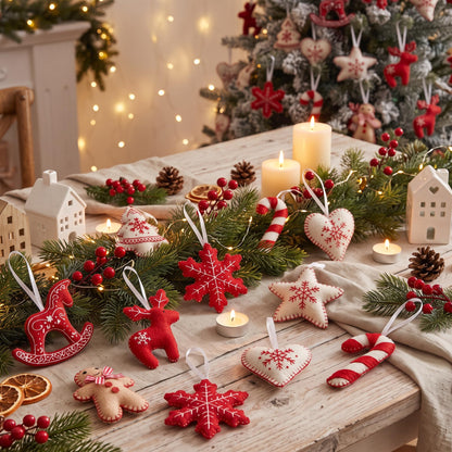 HunnmingRe 24 Pcs Fall Ornaments 3D Felt Maple Leaf Ornaments 3.15 Inch