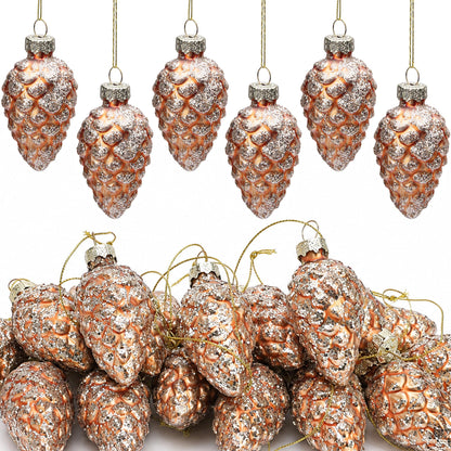 24 Pcs Christmas Mini Glass Ball Ornaments, Mini Glitter Xmas Hanging Balls