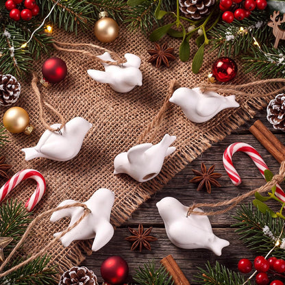 Rtteri 6 Pcs Mini Christmas Dove Ornaments for Tree Turtle Dove Decorations