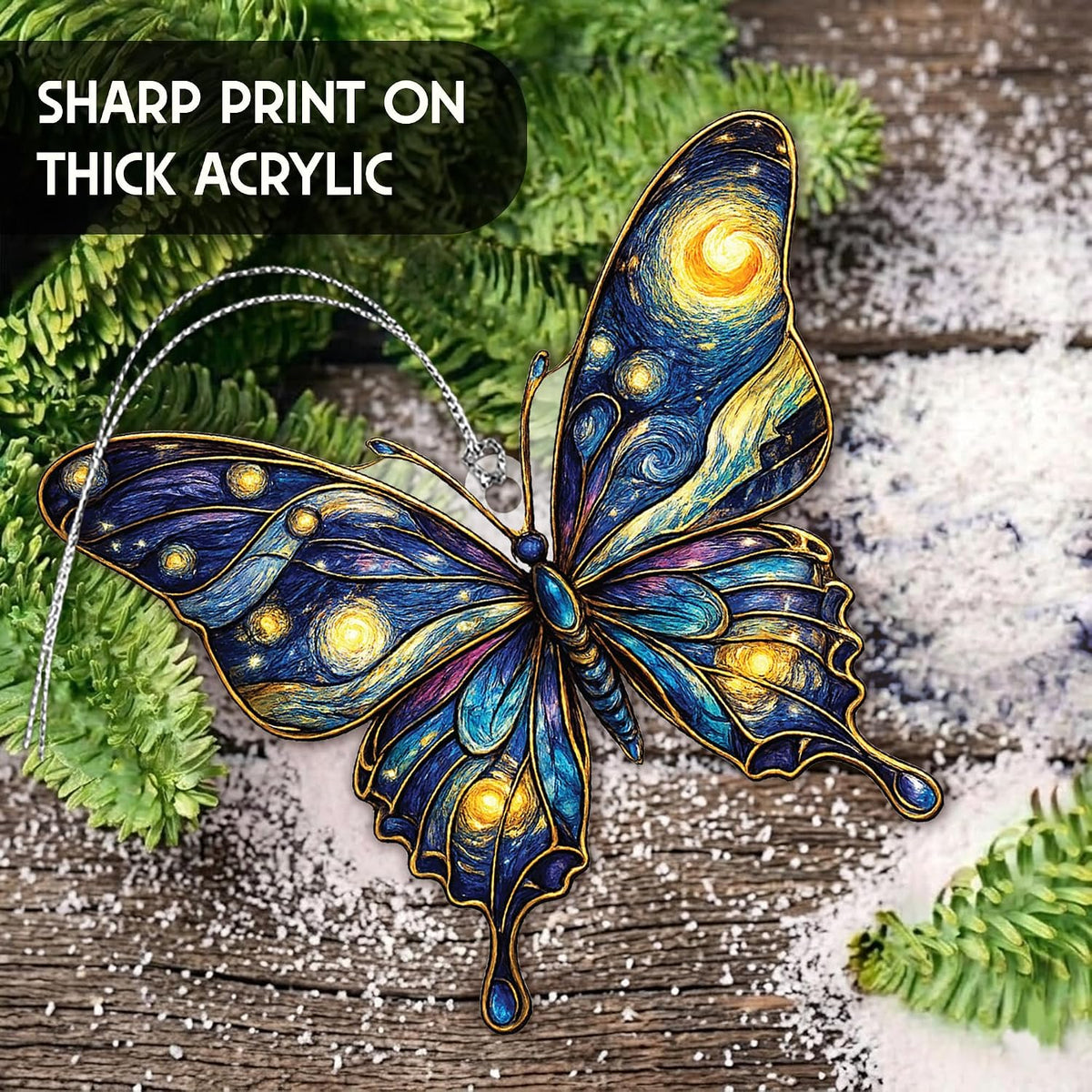 Butterfly Starry Night Christmas Ornaments 2026, Butterflies Suncatcher Ornament for Window Tree Decor, Christmas Decorations, Butterfly Gifts for Women, Unique Holiday Fantasy Gifts