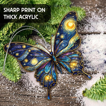 Butterfly Starry Night Christmas Ornaments 2026, Butterflies Suncatcher Ornament for Window Tree Decor, Christmas Decorations, Butterfly Gifts for Women, Unique Holiday Fantasy Gifts