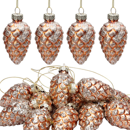 24 Pcs Christmas Mini Glass Ball Ornaments, Mini Glitter Xmas Hanging Balls