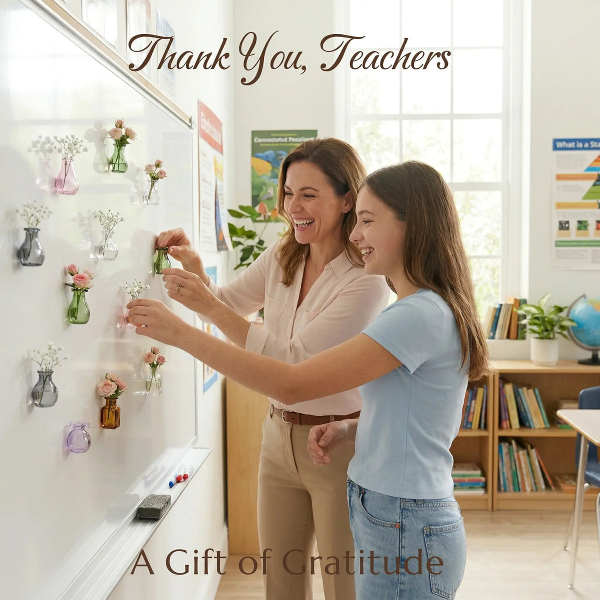 Compact Round Magnetic Mini Hydroponic Glass Vase Fridge Magnets Set - Real Flower Propagation Station, Fridge Decor Blooms, Cute Kitchen & Locker Gift for Graduation Nurses Week