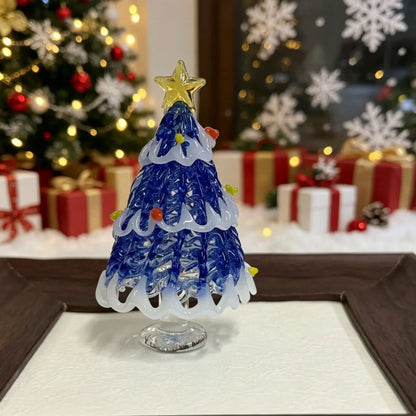 Glass Christmas tree ornament, handcrafted glass art, 3.35 inches tall, cute Christmas gift.
