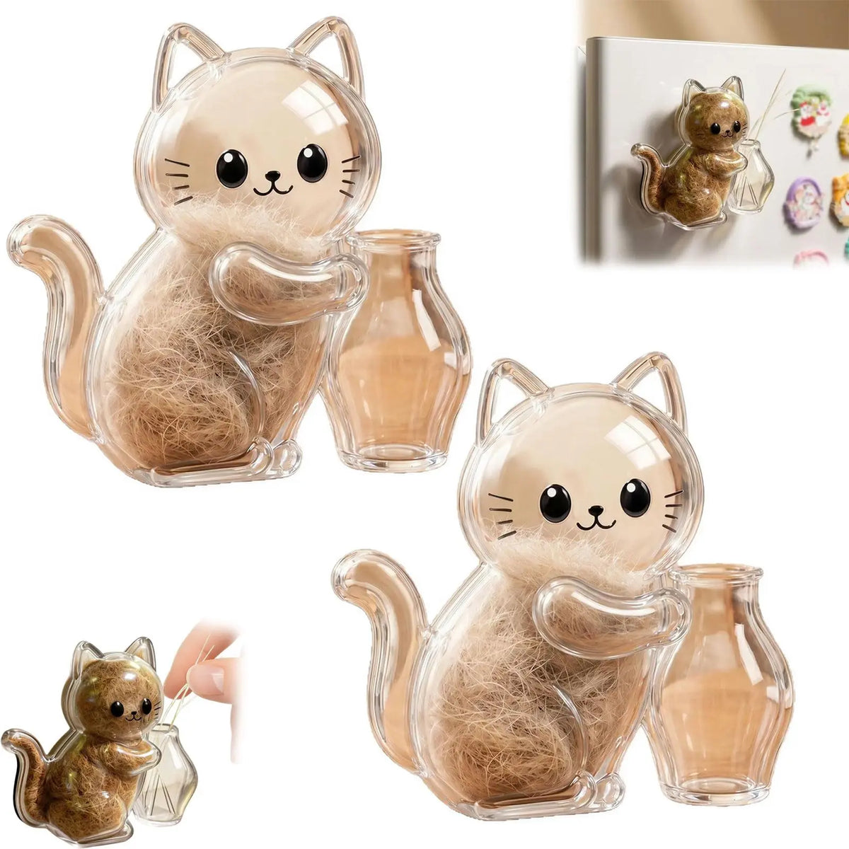 2 Pcs Cute Fridge Magnets Whisker Holder - Transparent Acrylic Magnetic Item, Refrigerator Decorating Magnets, Home Supplies Gift for Cat Owners