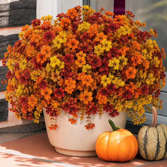 UV Resistant Colorful Fall Artificial Flower Bouquet (6/12/24/48-Piece Set) - Hanging, Window Halloween Decorations for Home Goods, House Decor