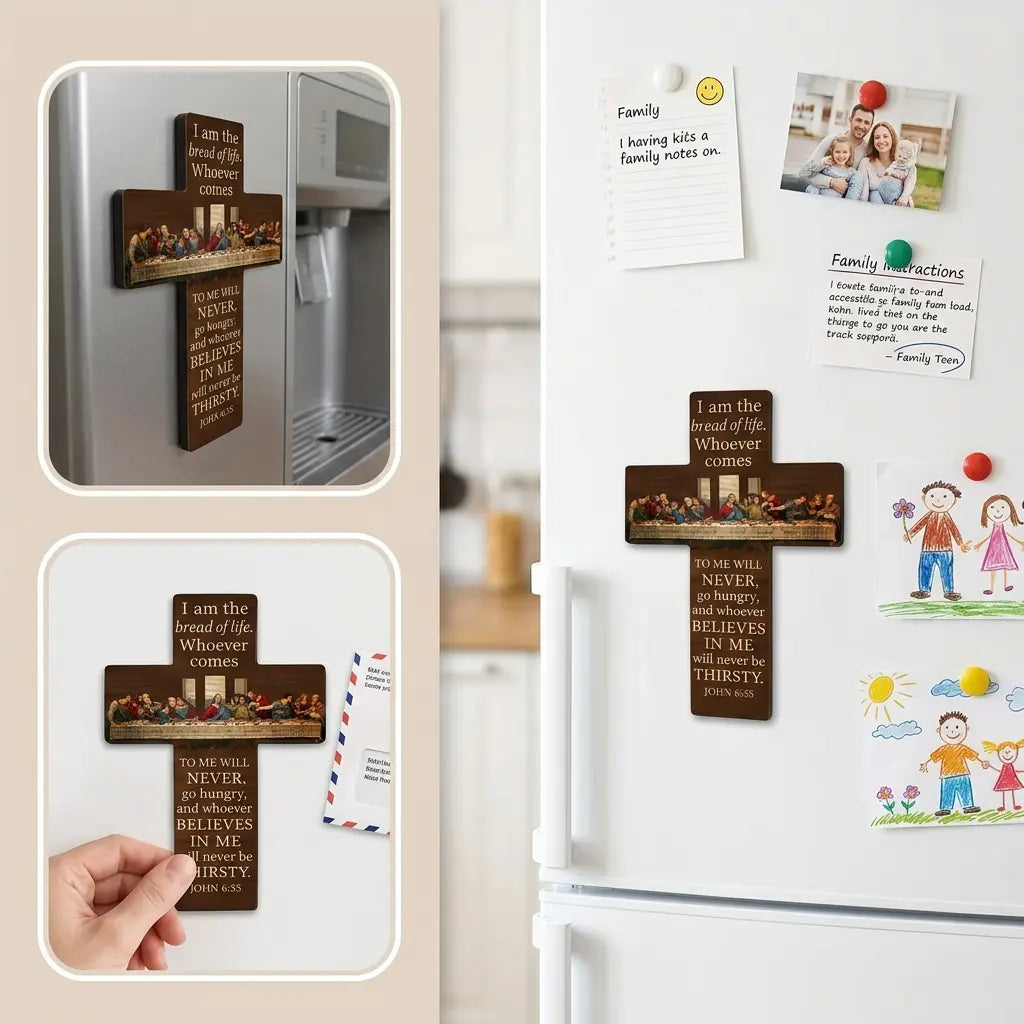 Cross Refrigerator Magnet, Christian Refrigerator Magnet, Bible Verse Art Faith Magnetic Refrigerator Magnet, Christian Cross, Suitable for Christian Kitchen Decoration for Christmas, Easter, Ramadan, 2D Flat