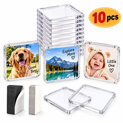 10/20-Pack 2"x2" Adhesive-Backed DIY Magnetic Refrigerator Magnets Set, Clear Acrylic DIY Refrigerator Magnets with Adhesive Backing for Pictures, Crafts, Gifts & Home Decoration