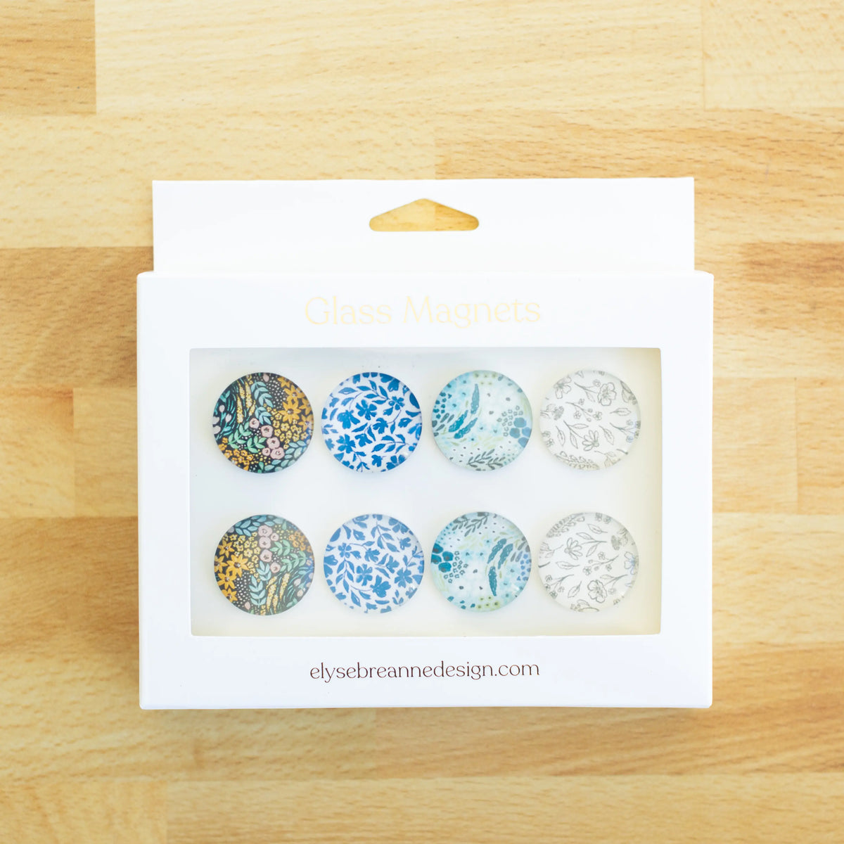 Elyse Breanne Design Round Shape Flower Fridge Magnets Set, 8-Piece Magnetic Item with 4 Patterns, Refrigerator Decorating Magnets for Home Kitchen Room Decor