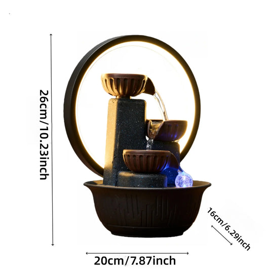 Three-Tier Mini Tabletop Water Fountain, Office Living Room Bedroom Decor, Home Decor Ornaments, Creative Modern Decoration, Creative Craft Ornament, Cat Gift, Small Desk Decoration, Decorations And Ornaments