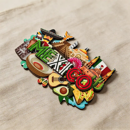 Mexican Refrigerator Magnets - Mayan Pyramid Shaped Magnet, Angel Sculpture, Sombrero Designs, Travel Souvenir Gift, Home Decor for Kitchen-Office Cabinet Fridge Decor