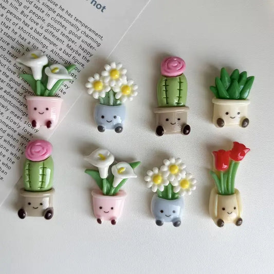 8pcs Potted Flower Fridge Magnets, Adorable Decorations for Kitchens & Offices, Ideal Gift for Holidays & Special Occasions
