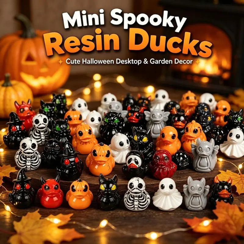 Mini Devil Ghost Skull Resin Ducks - Lightweight Resin Statues, Whimsical Decoration, Oddities Gift, Desk Trinket, Spooky Festive (Halloween) Home & Garden Ornament, Plant Landscape Accent