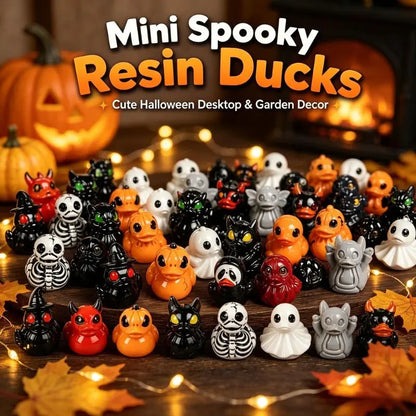 Mini Devil Ghost Skull Resin Ducks - Lightweight Resin Statues, Whimsical Decoration, Oddities Gift, Desk Trinket, Spooky Festive (Halloween) Home & Garden Ornament, Plant Landscape Accent