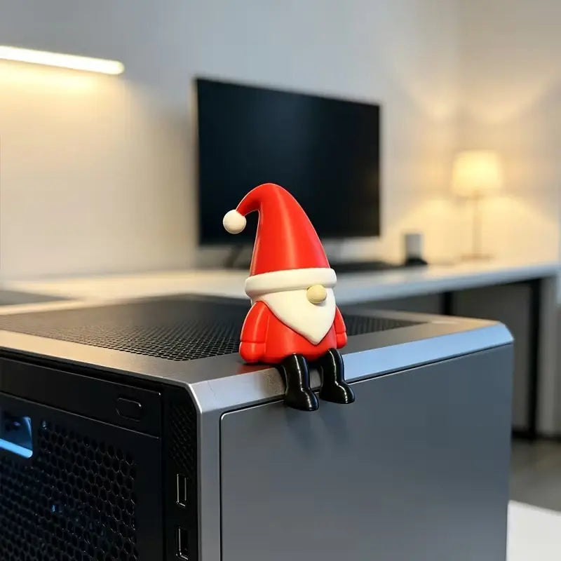 Dwarf Santa Claus Sitting Statue, Mini Christmas Ornament, Cute Ornament, Ideal for Bookshelf Edge, Office Desk, Home Desktop Decor