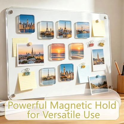 Magnetic Photo Frames 2"x2" Clear Acrylic DIY Fridge Magnets with Adhesive Backing ,Halloween Decorations,Square Magnets for Crafts, Kitchen, Classroom, Party,Office Decoration