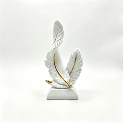 1pc Feather Resin Desktop Decor, Gold Texture Sculpture, Modern Luxury Home Decoration, Living Room Bedroom Office Ornament, Decor Figurine