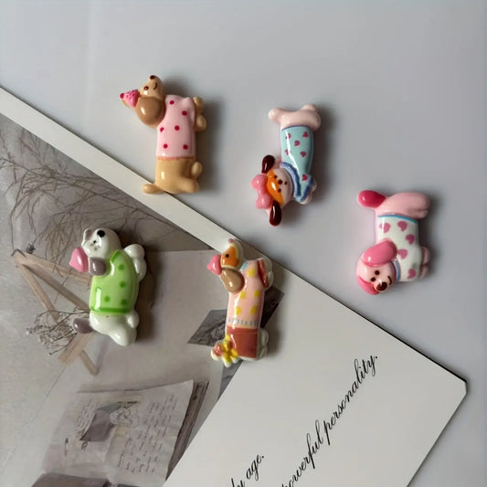 5-Pack Cute Cartoon Puppy Refrigerator Magnets, Animal Magnets, Cute Fridge Magnets, Decorative Fridge Magnets, Kitchen Office Whiteboard Dishwasher Decor, Bright Colors, Perfect Gift for Holidays