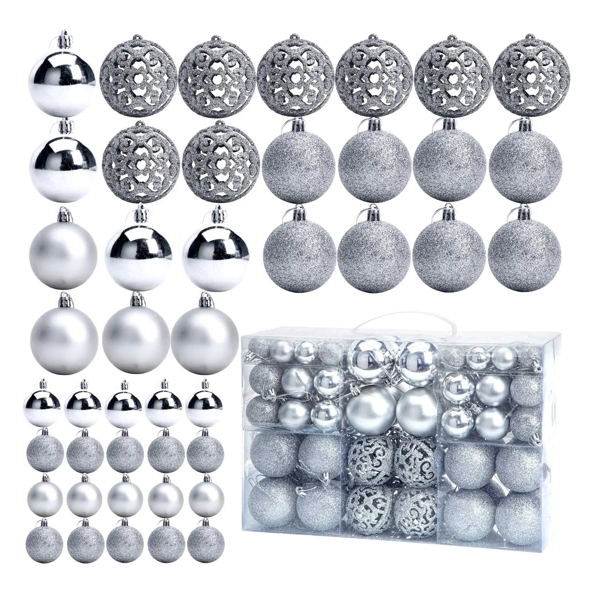 100-Piece Shatterproof Christmas Ball Ornaments  - Champagne & White Hanging Tree Decor, Holiday Indoor Home Party Supplies, Black Friday Deal: Christmas/New Year Gift