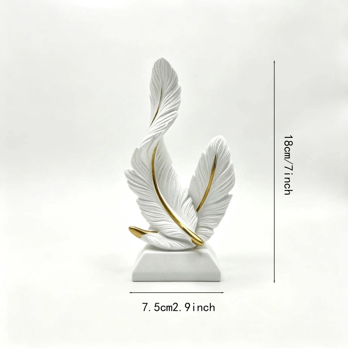 1pc Feather Resin Desktop Decor, Gold Texture Sculpture, Modern Luxury Home Decoration, Living Room Bedroom Office Ornament, Decor Figurine