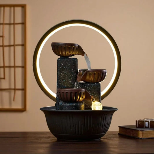 Three-Tier Mini Tabletop Water Fountain, Office Living Room Bedroom Decor, Home Decor Ornaments, Creative Modern Decoration, Creative Craft Ornament, Cat Gift, Small Desk Decoration, Decorations And Ornaments