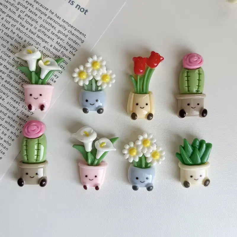 8pcs Potted Flower Fridge Magnets, Adorable Decorations for Kitchens & Offices, Ideal Gift for Holidays & Special Occasions
