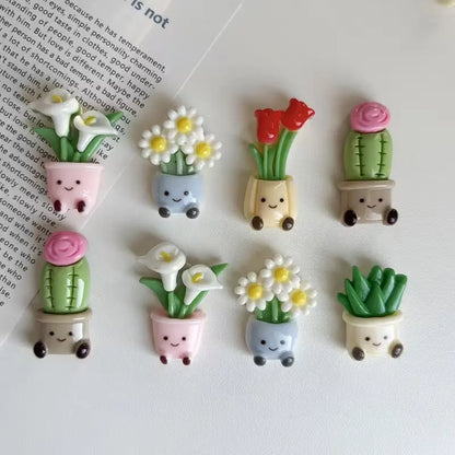 8pcs Potted Flower Fridge Magnets, Adorable Decorations for Kitchens & Offices, Ideal Gift for Holidays & Special Occasions